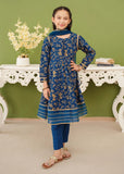 Modest - Cotton Printed Suit For Girl - Blue - 3 Piece