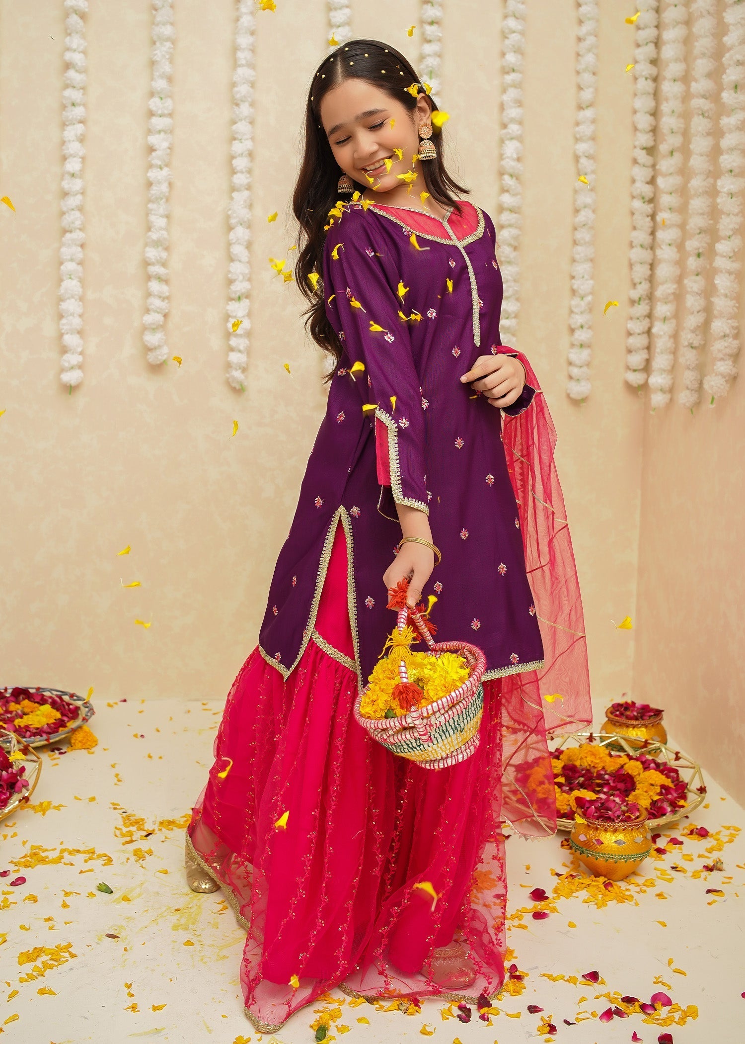 Modest - Rawsilk Purple Gharara - 8925 - 3 Piece