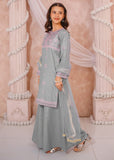 Modest - Cotton Lawn Embroidered Sharara For Girl - Grey - 3 Piece