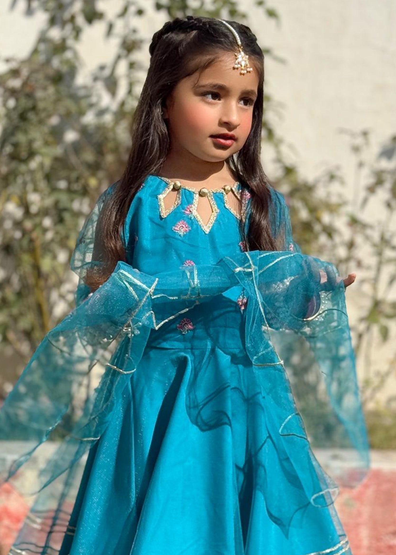 Modest - Saniya - Net - Blue - 3 Piece