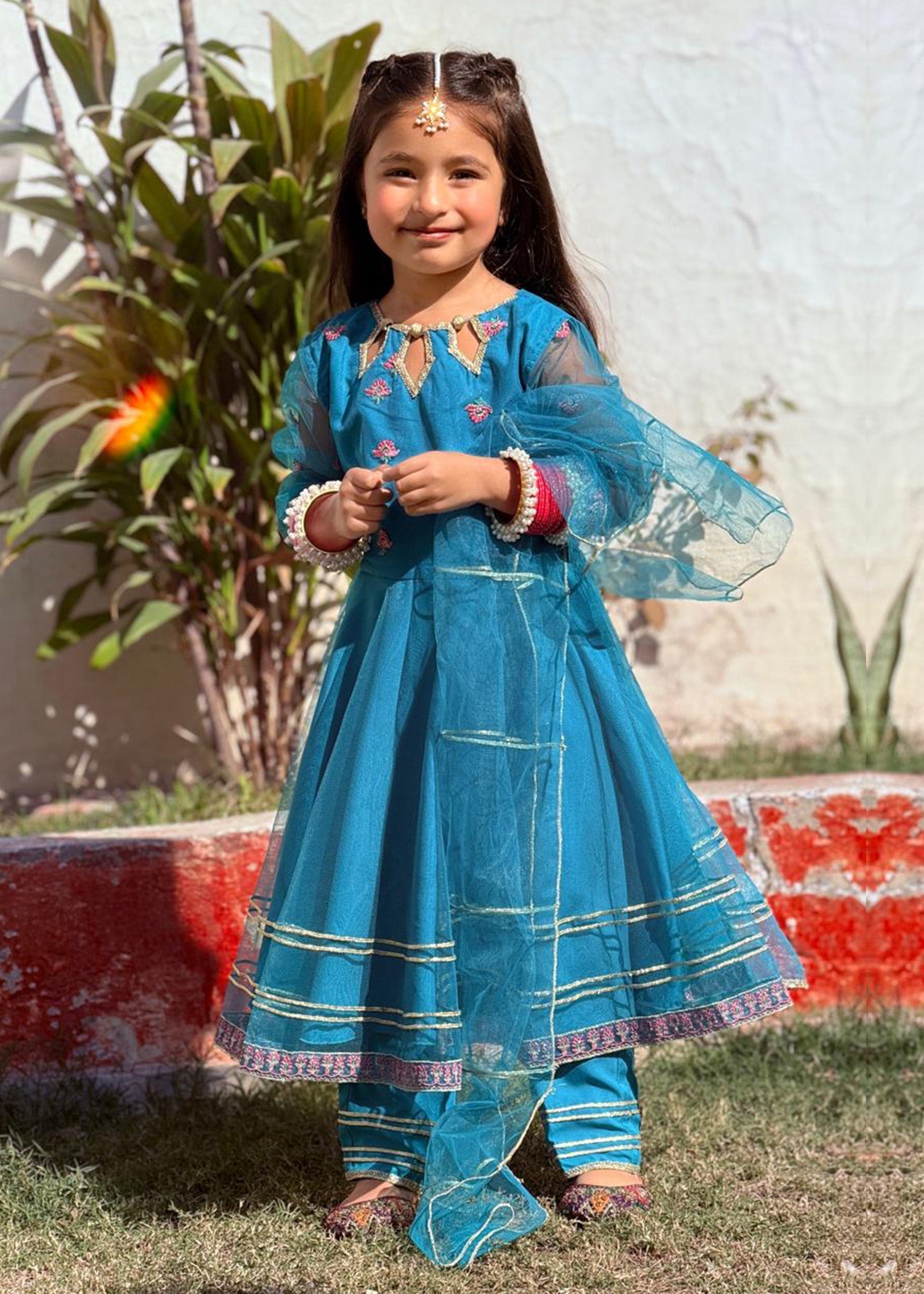Modest - Saniya - Net - Blue - 3 Piece
