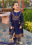 Modest 3 Piece Printed Rawsilk Frock Blue