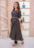 Modest - Cotton Printed Frock For Girl - Black - 3 Piece