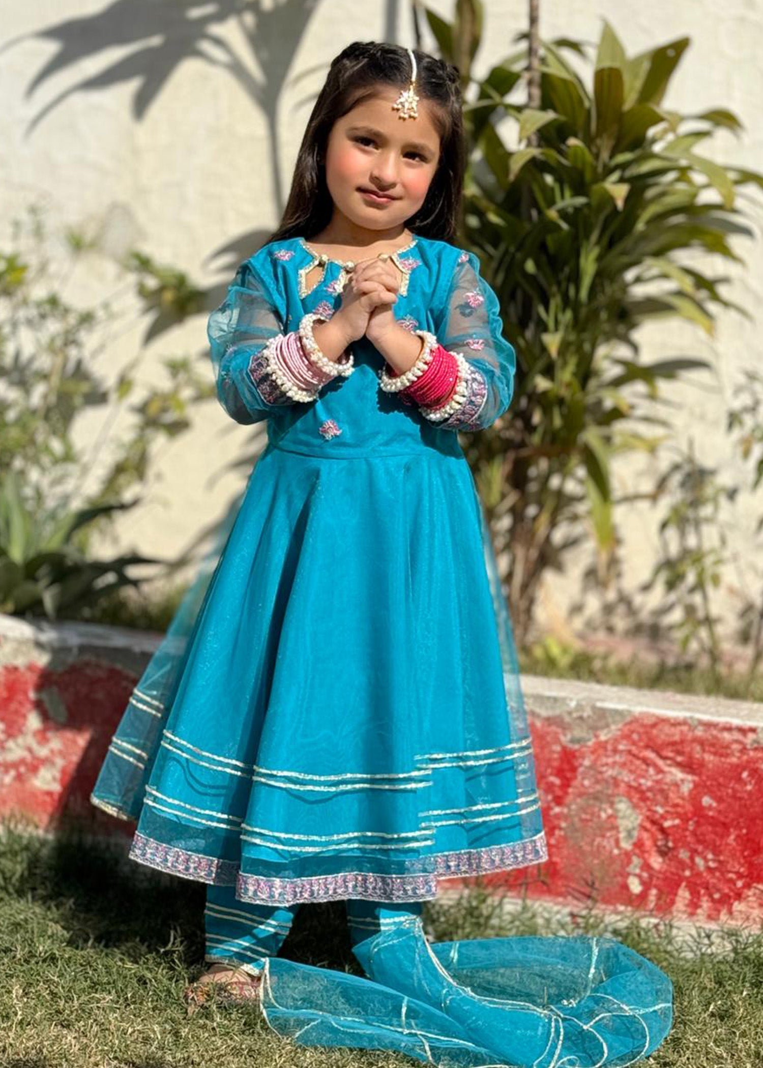 Modest - Saniya - Net - Blue - 3 Piece