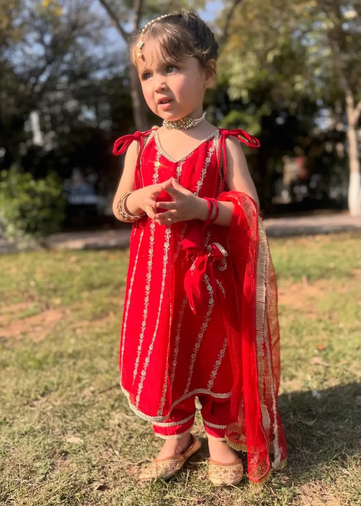 Modest - Net Embroidered Suit For Girl -  3 Piece