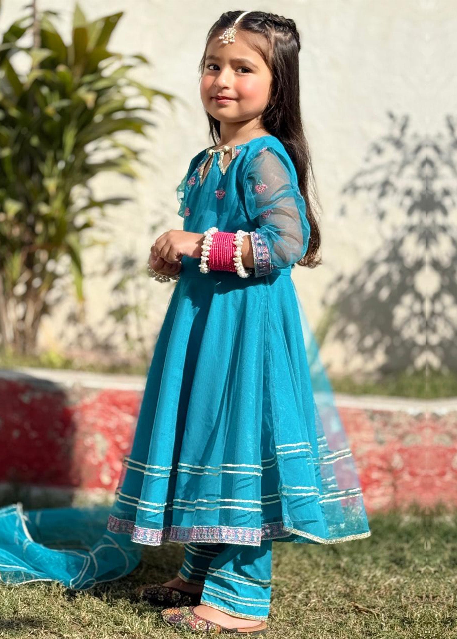 Modest - Saniya - Net - Blue - 3 Piece