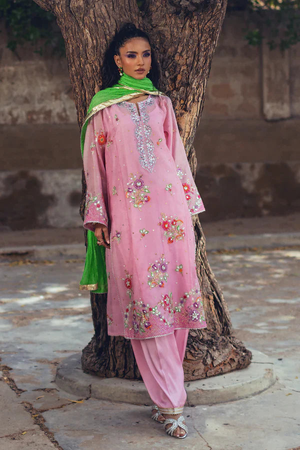 Sanam Chaudhri - Ayami Cotton Net Suit For Women - Rose Pink - 3 Piece