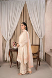 Reema Ahsan - Aza - Cotton net - Off white peach - 3 Piece