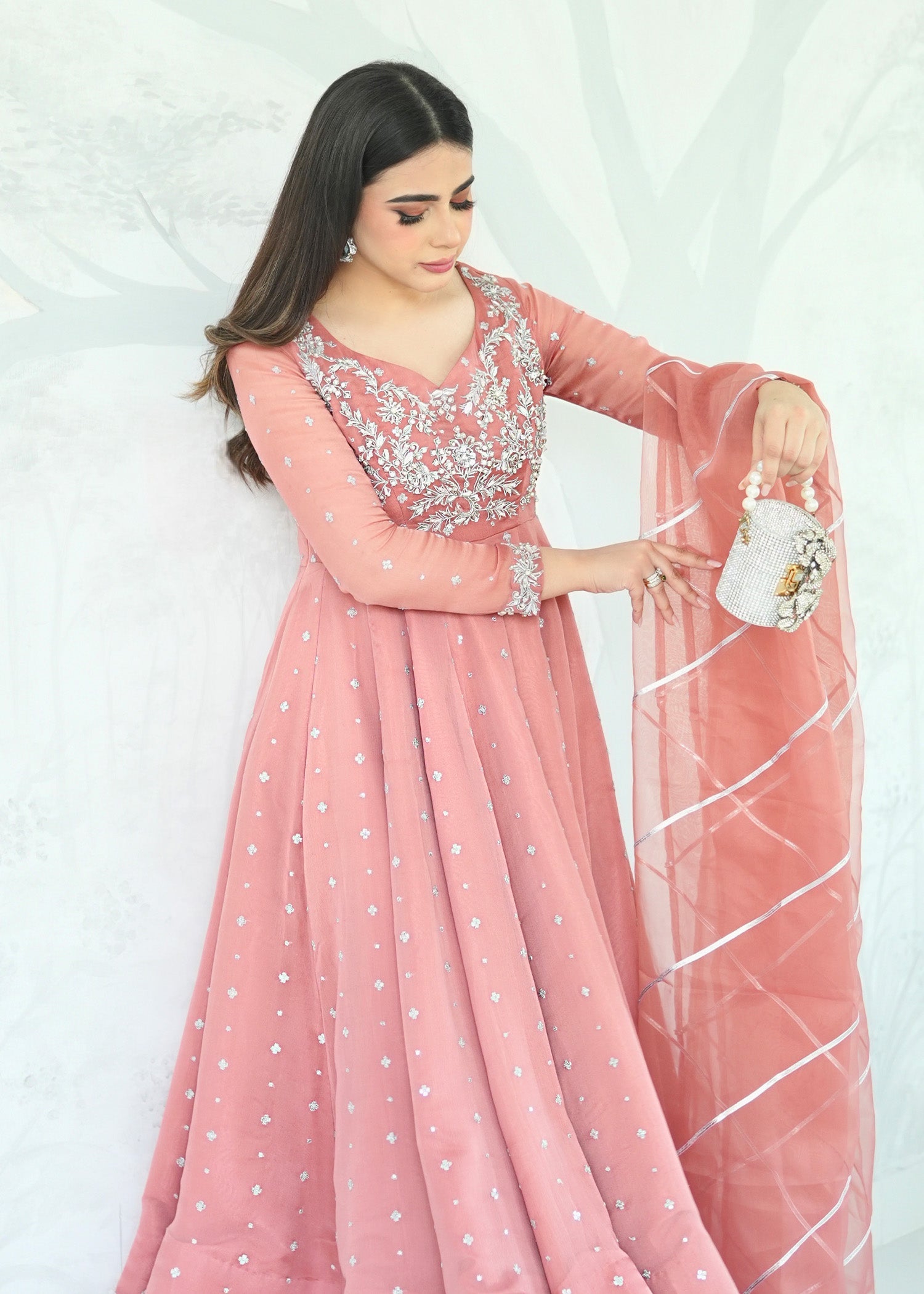 Allure by IH - JOEL - Pink - Chiffon & Katan - 3 Piece