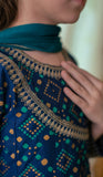 Cheeco Chic - Cotton Silk Gharara For Girl - Blue - 3 Piece