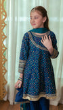 Cheeco Chic - Cotton Silk Gharara For Girl - Blue - 3 Piece