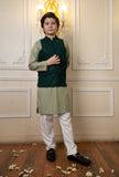 Cheeco Chic - Raw Silk Waistcoat For Boy - Green - 1 Piece