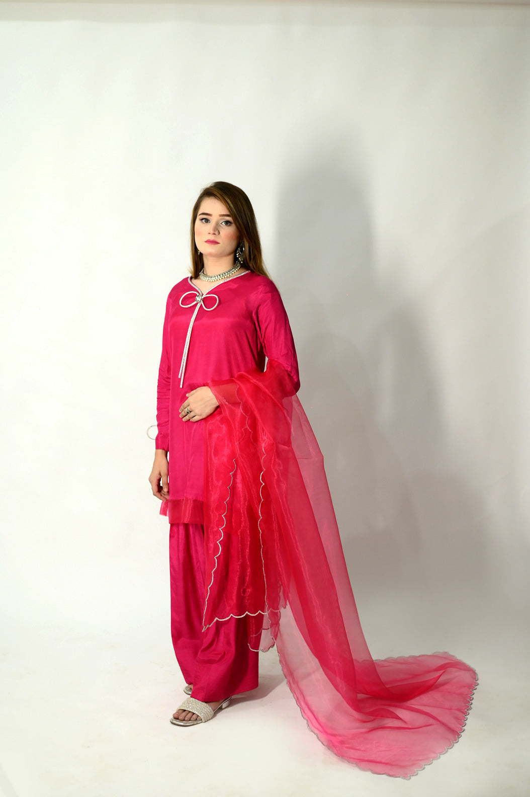 Alifyay - Fucia Pink - Cotton Silk - 3 Piece