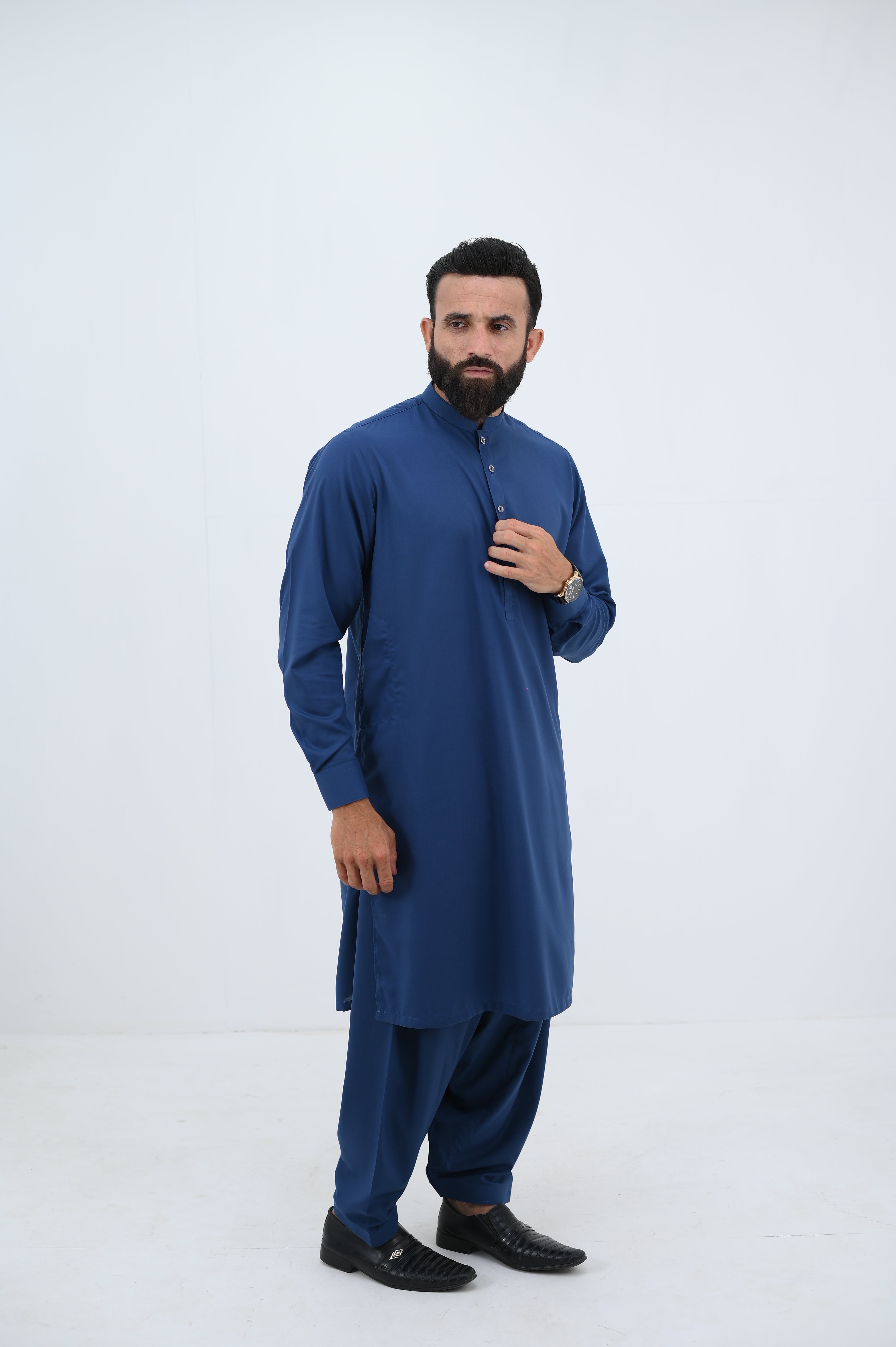 AlifYay Blue Kurta Shalwar & Waistcoat - AY-020 - Blended - 3 Piece