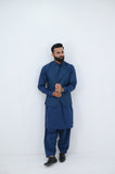 AlifYay Blue Kurta Shalwar & Waistcoat - AY-020 - Blended - 3 Piece