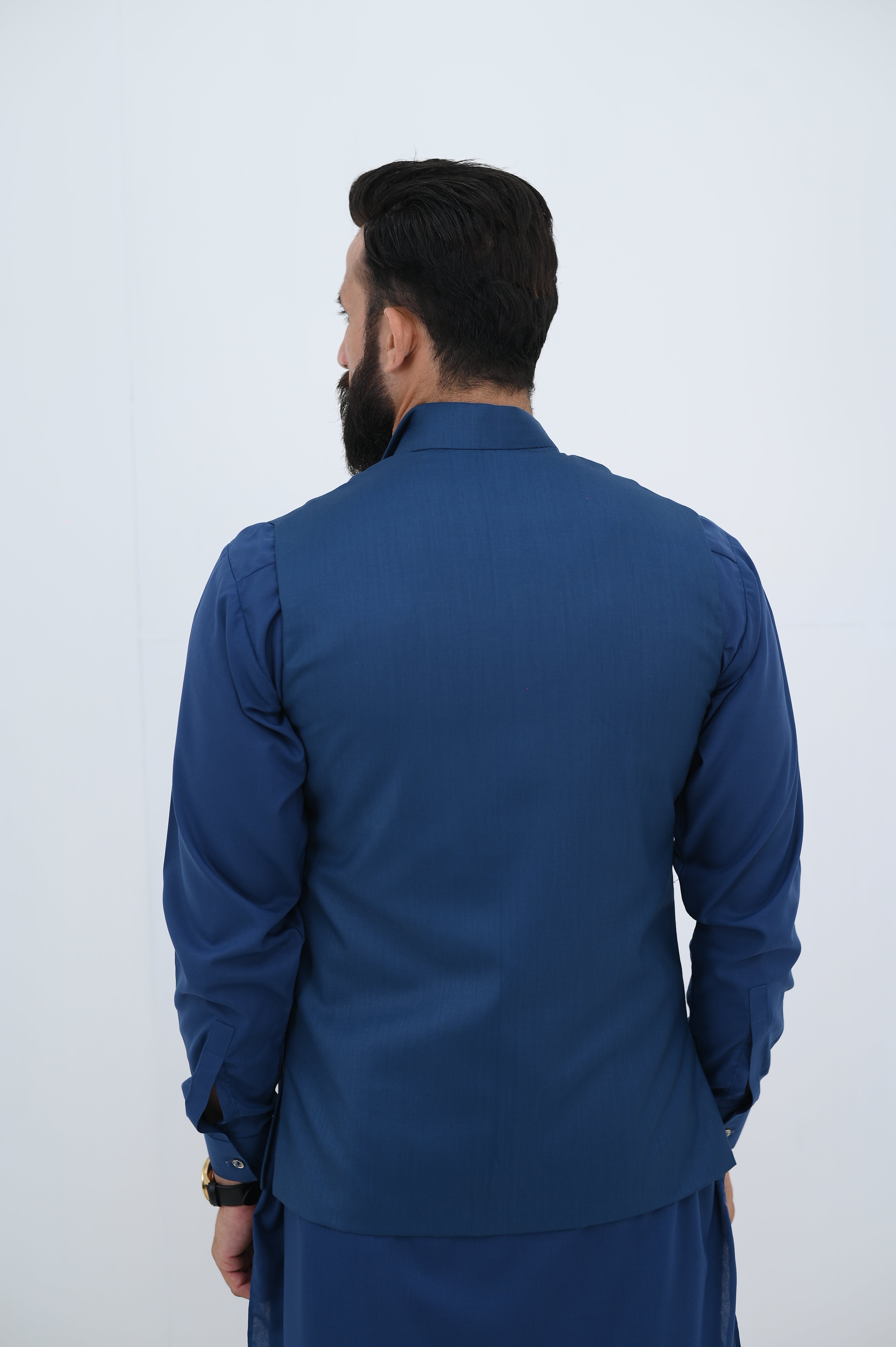 AlifYay Blue Kurta Shalwar & Waistcoat - AY-020 - Blended - 3 Piece