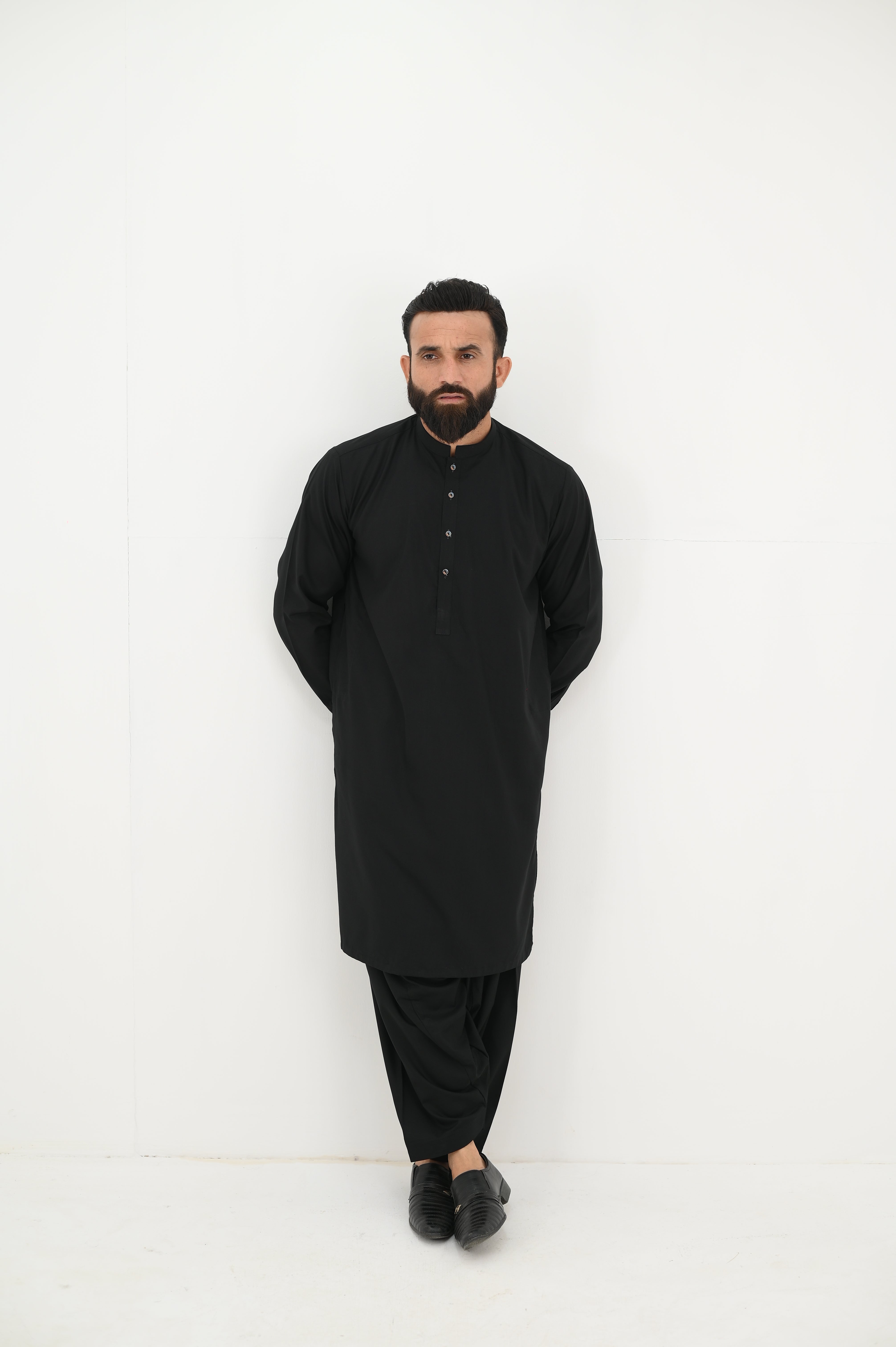 AlifYay Black Kurta Shalwar & Waistcoat - AY-018 - Blended - 3 Piece