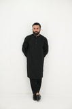 AlifYay Black Kurta Shalwar & Waistcoat - AY-018 - Blended - 3 Piece