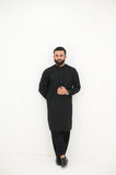AlifYay Black Kurta Shalwar & Waistcoat - AY-016 - Blended - 3 Piece