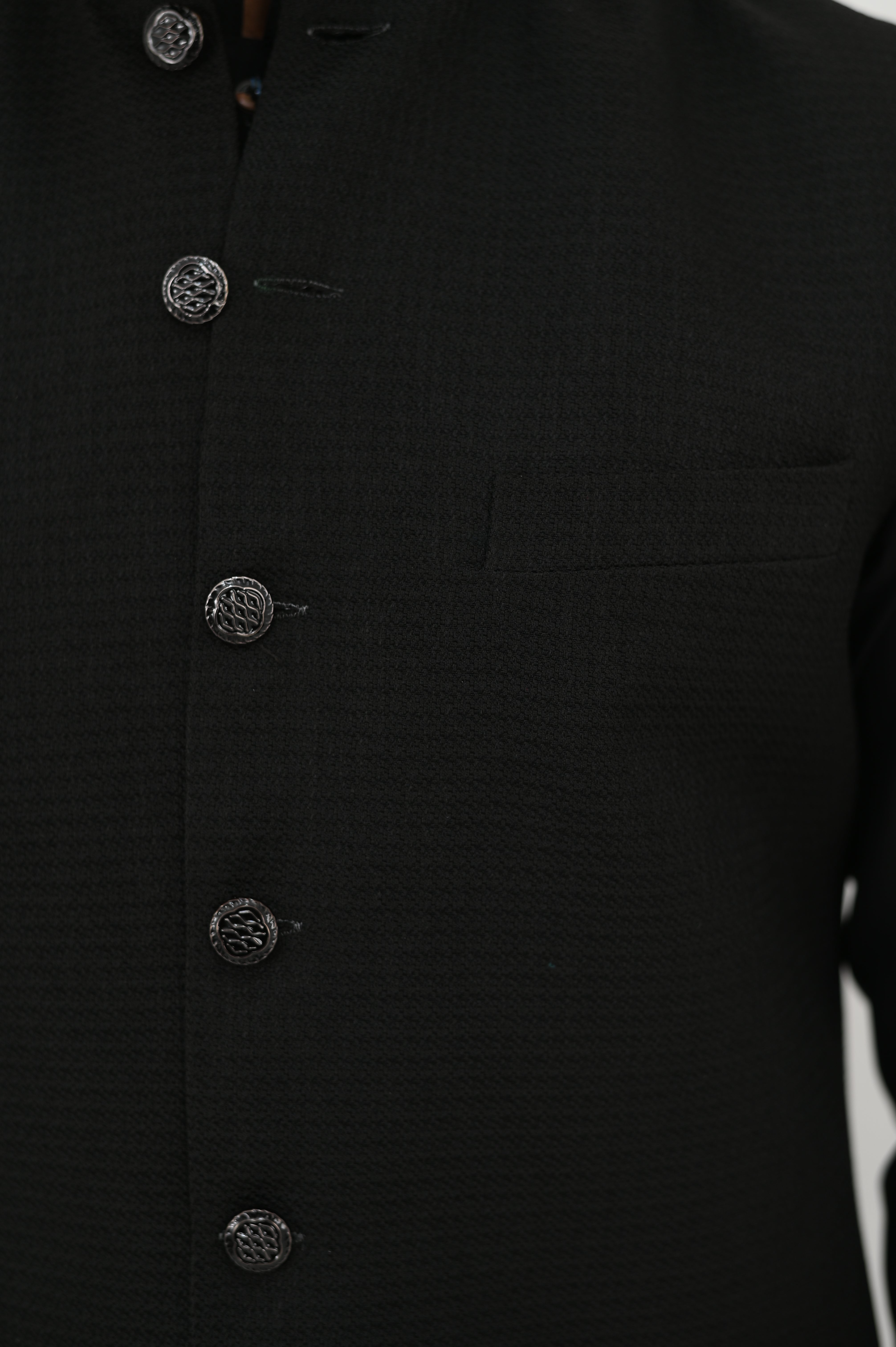 AlifYay Black Kurta Shalwar & Waistcoat - AY-016 - Blended - 3 Piece