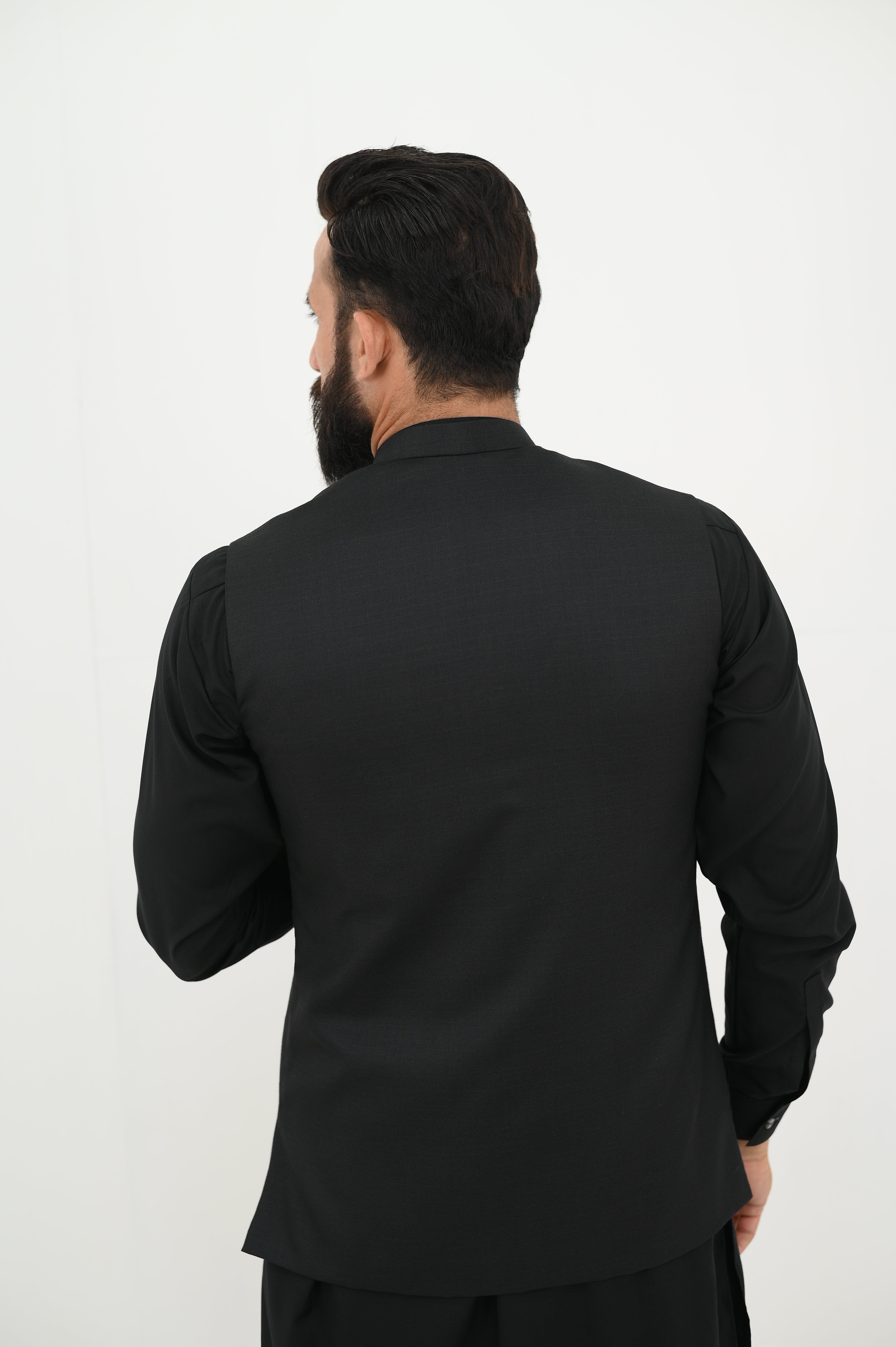 AlifYay Black Kurta Shalwar & Waistcoat - AY-018 - Blended - 3 Piece