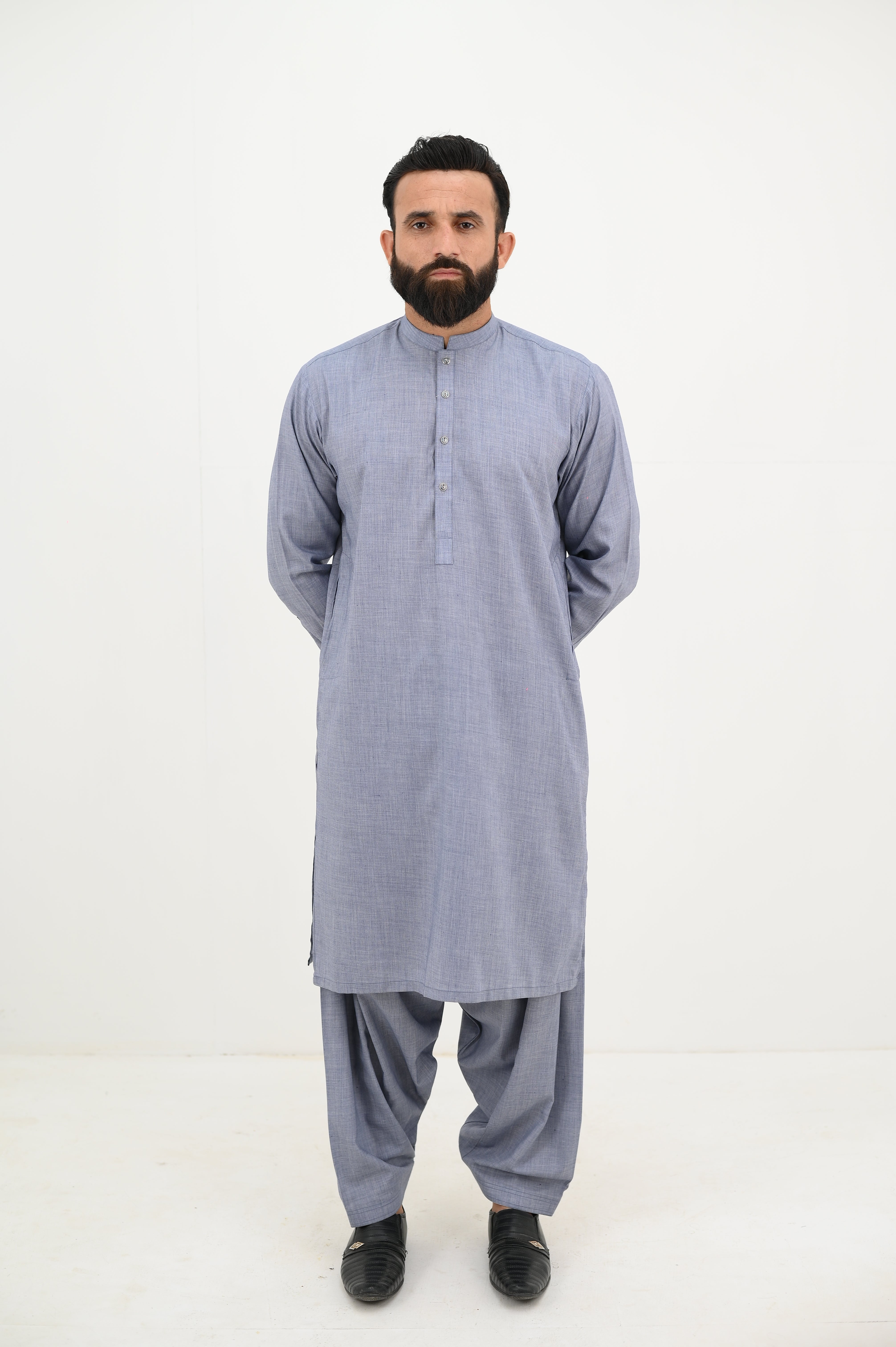 AlifYay  Grey Kurta Shalwar and  Waistcoat - AY-027 - Blended - 3 Piece