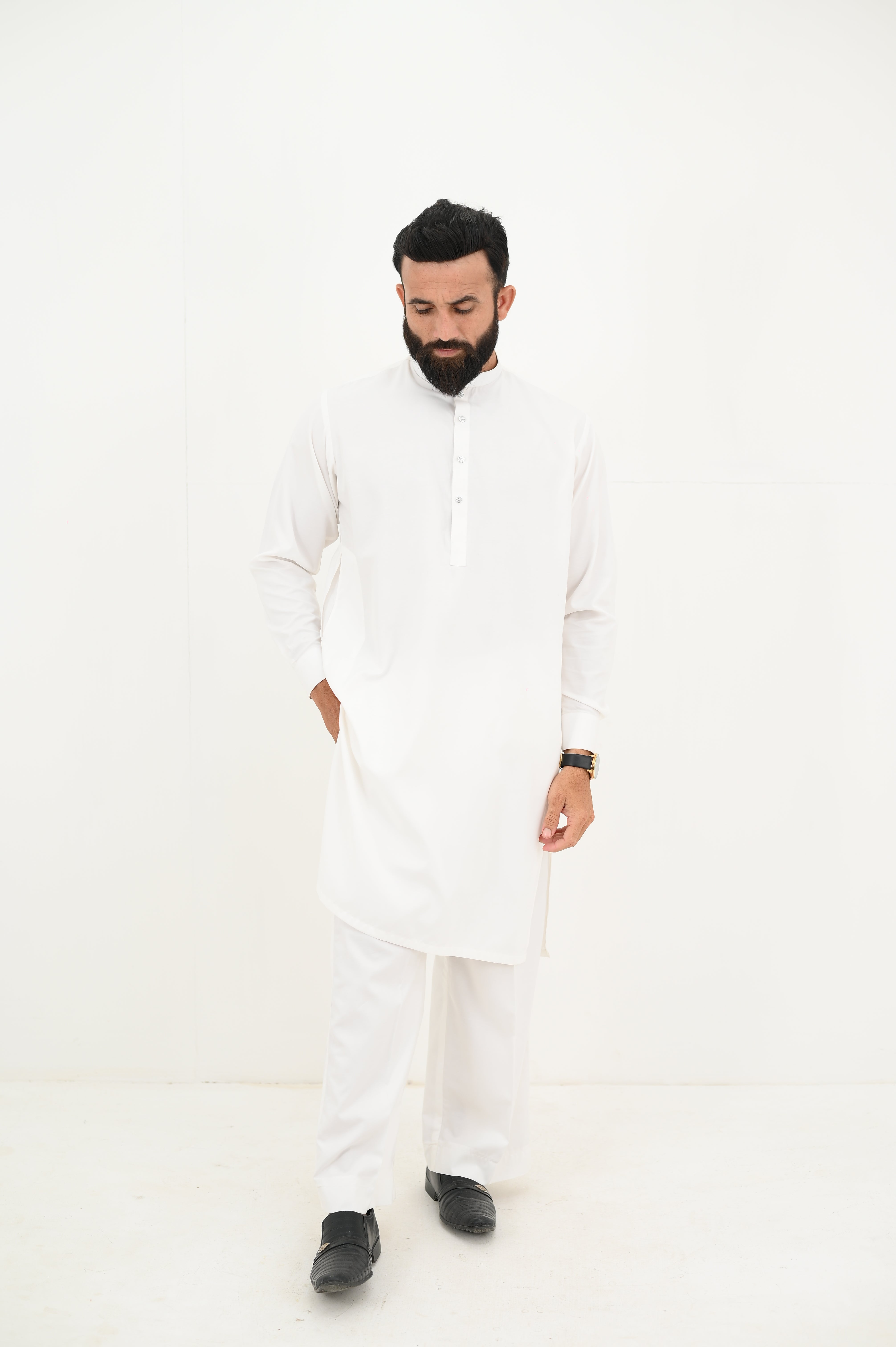 AlifYay  White Kurta & Farshi Pajam - AY-028 - Blended - 2 Piece