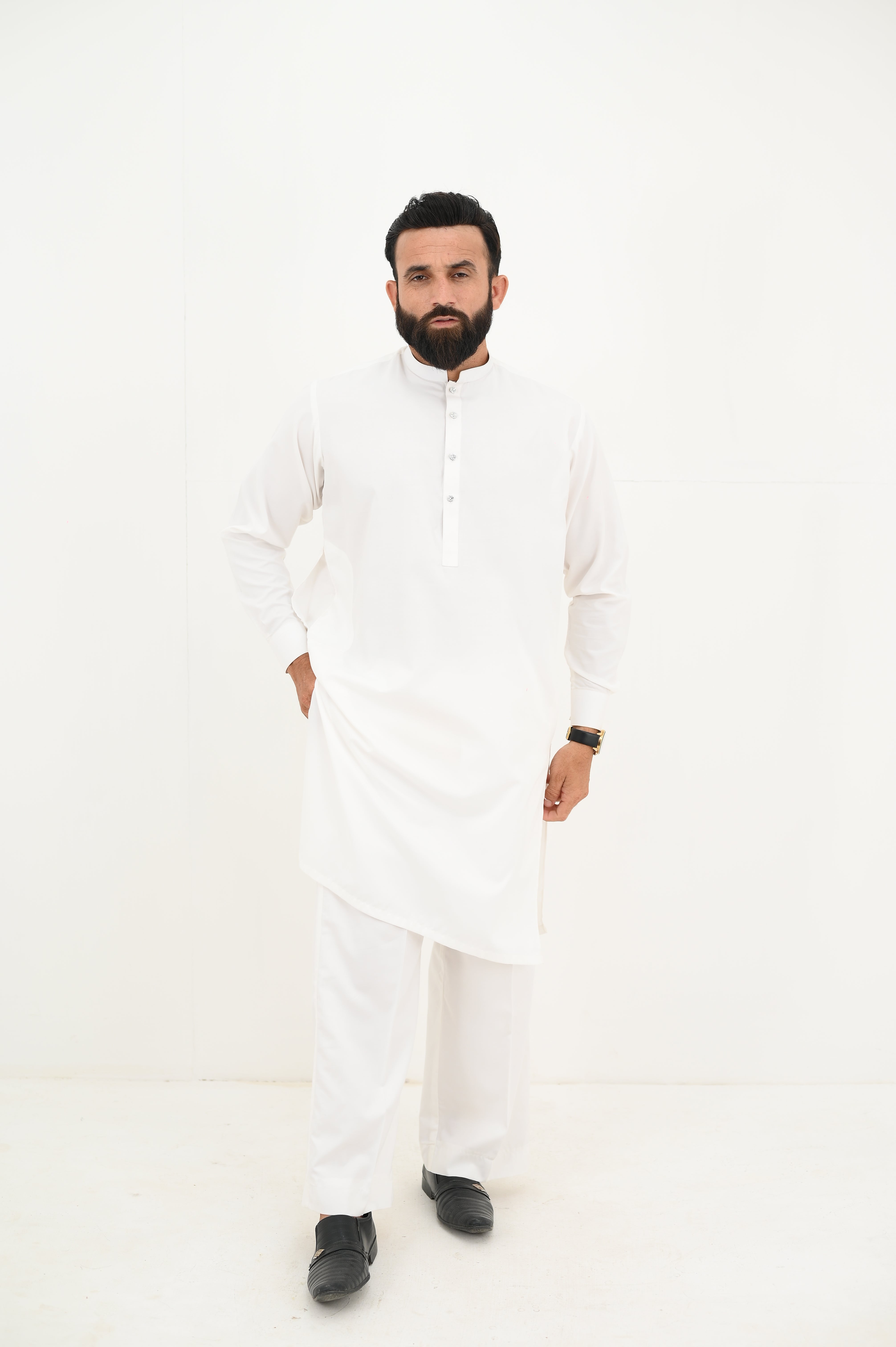 AlifYay  White Kurta & Farshi Pajam - AY-028 - Blended - 2 Piece
