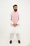 AlifYay  White Kurta Shalwar & Pastle pink Waistcoat - AY-032 - Blended - 3 Piece