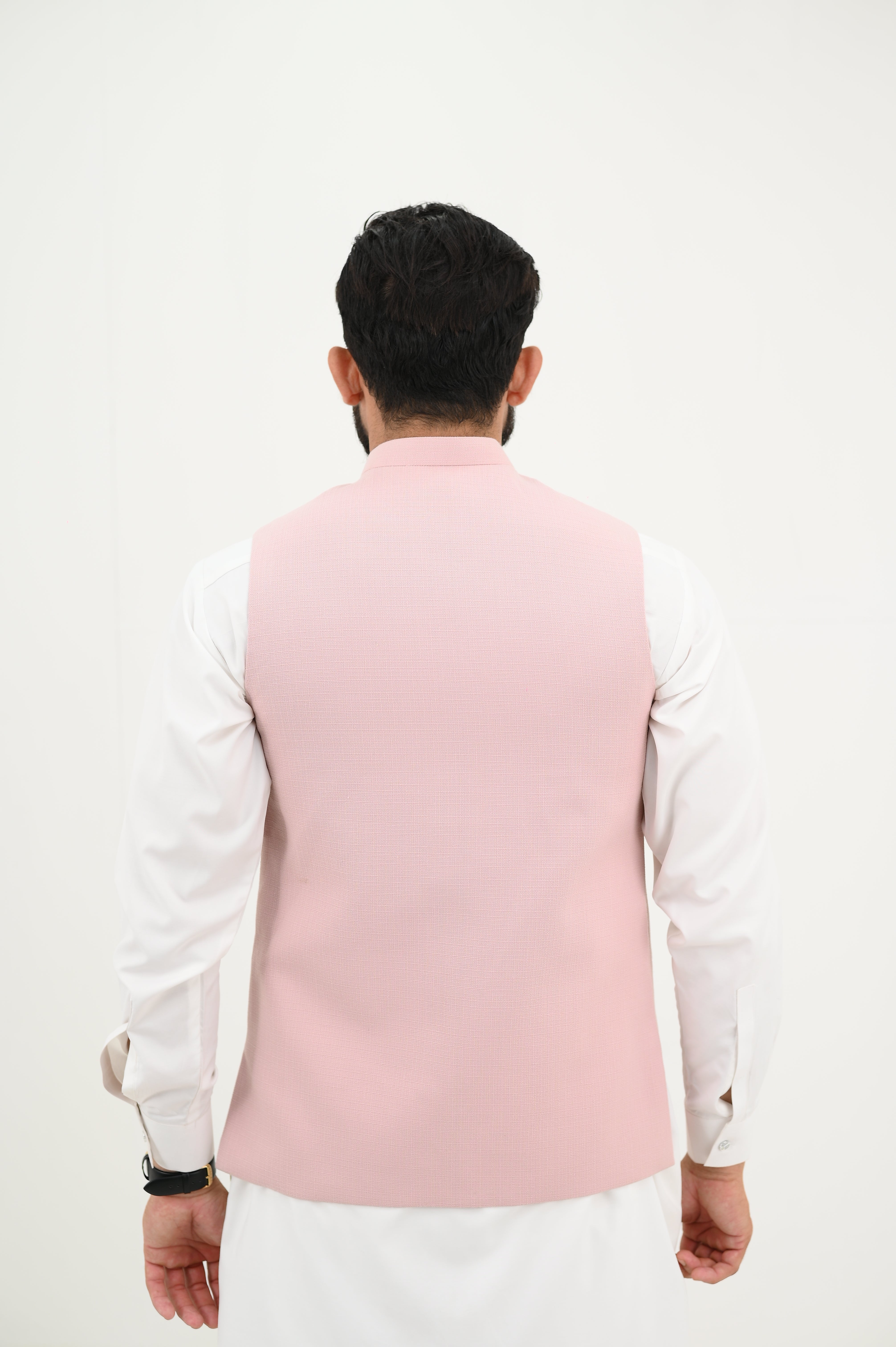 AlifYay  White Kurta Shalwar & Pastle pink Waistcoat - AY-032 - Blended - 3 Piece
