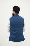 AlifYay White Kurta Shalwar & Royal Blue Waistcoat - AY-046 - blended  - 3 Piece