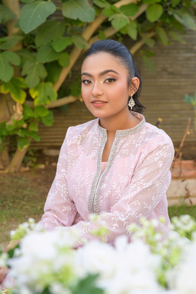 Alishba Kashif - BLUSH BLOOM - pink - voile and silk - 3 Piece