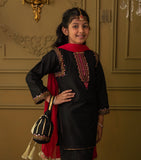 Cheeco Chic - Cotton Silk Gharara For Girl - Black - 3 Piece