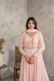 Laleen - Blair Cotton Silk Frock For Women - Powder Pink - 3 Piece