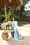 Laleen - Blue Mist Raw Silk Suit For Women - Ice Blue - 3 Piece