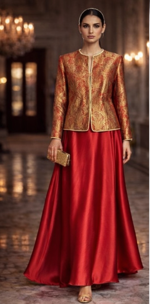 Maheen Khan - Blended Satin Gulnaar Skirt For Women - Maroon - 1 Piece
