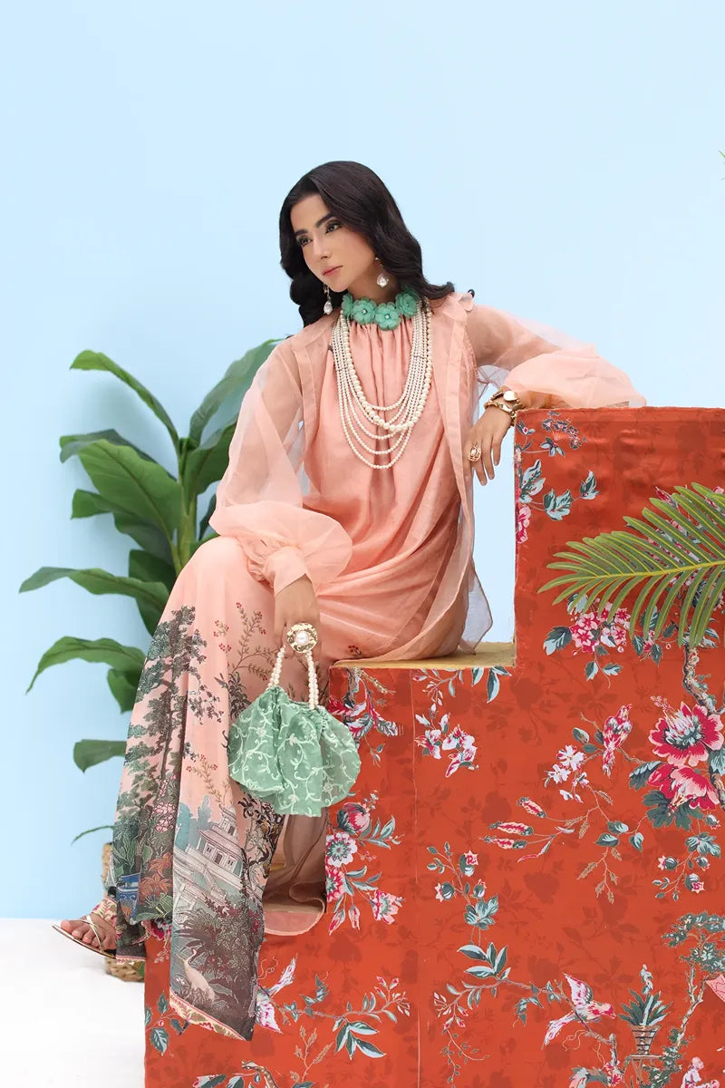 Musferah Saad - Coral Horizon - Organza & Silk - 2 Piece