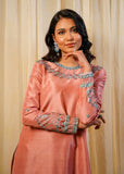 Shahid Chuhan - Crimson Amellia Silk Suit For Women - Tea Pink