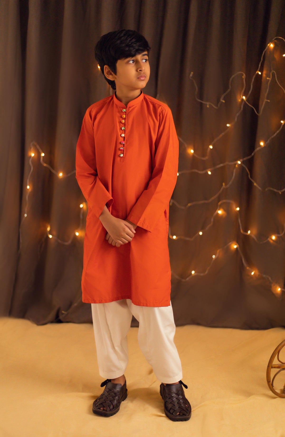 Kidoz Kloset - Tangy Orange Kurta Pajama For Boy
