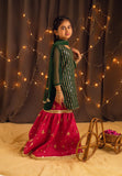 Kidoz Kloset - Emerald Bliss Crushed Embroidered Gharara Set For Girl