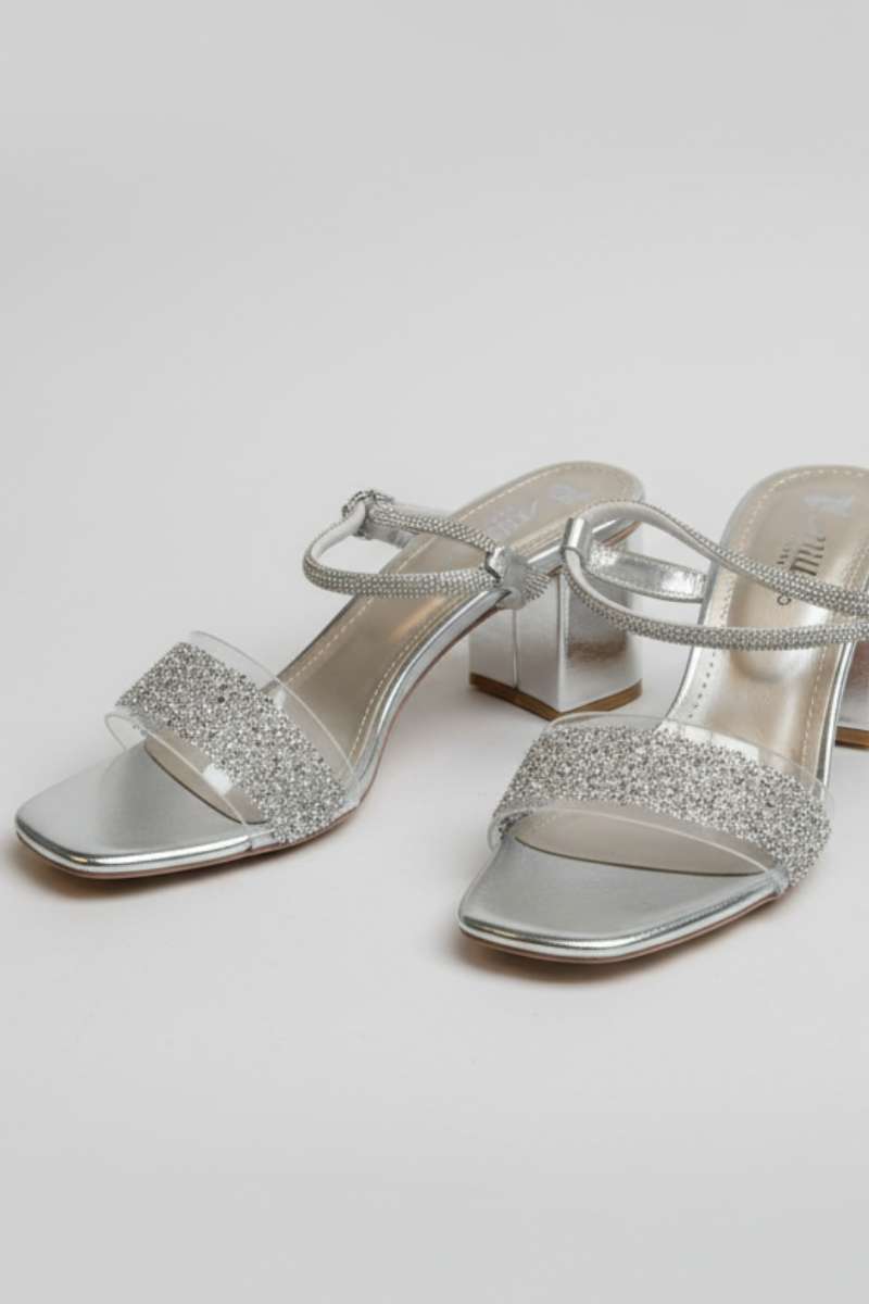 Milli Shoes - Block Heel Sandal For Women - Silver - Studio by TCS