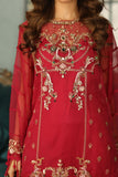 Laleen - Surkhroo Organza Suit For Women - Wine - 3 Piece