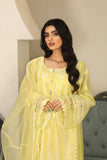 Laleen - Barg Cotton Silk Suit For Women - Yellow - 3 Piece