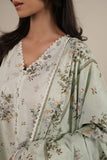 Cross Stitch - PALE AQUA - Lawn - 3 Piece - Unstitched