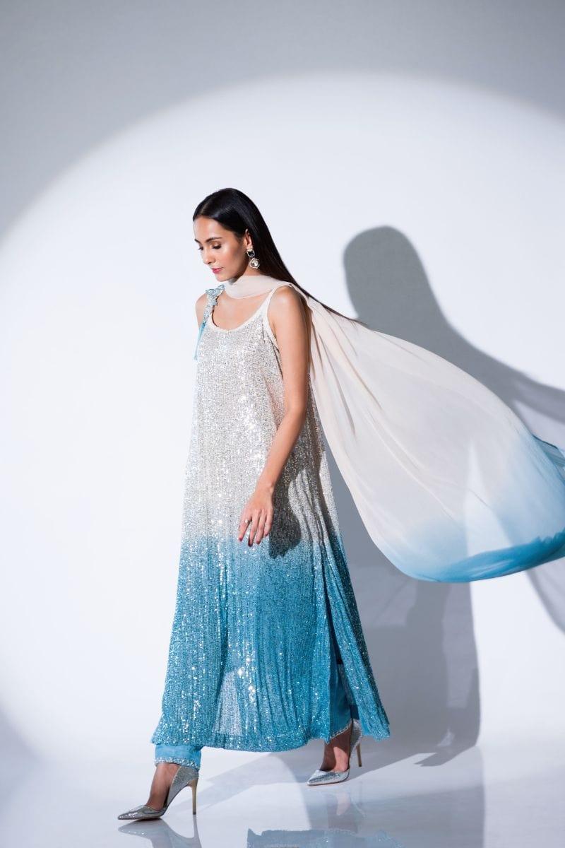 Insia Sohail - MYZA - Blue - Sequence - 3 Piece - Studio by TCS