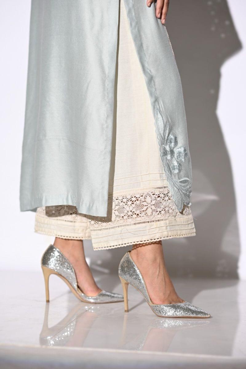 Insia Sohail - Ash - Powder blue - 3 Piece - Cotton net - Studio by TCS