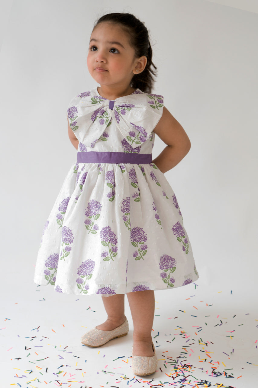 Hummingbirds - Hydrangea Bloom Dress - White - Lawn - 1 Piece