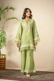 Shamaeel - Olive Bloom Khaadi Silk Suit For Women - Green & Ivory - 3 Piece