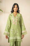 Shamaeel - Olive Bloom - Khaddi Silk/Medium Silk
