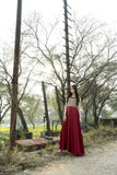 Syah - Umbrella Gown - Maroon - Silk - 1 Piece